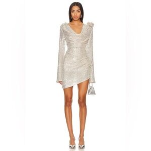 For Love And Lemons Shimmering Silver Mini Dress